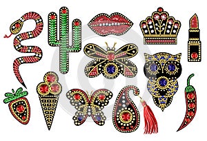 Beautiful patches with sequins, beads