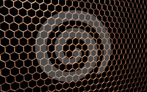 Beautiful pattern of bronze mesh on a black background