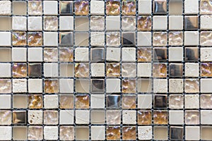 The beautiful pattern of ceramics wall texture for background. Ceramic glass colorful tiles mosaic composition pattern