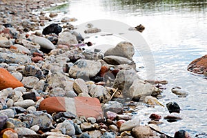 Beautiful pattern of rocks, stones in the water