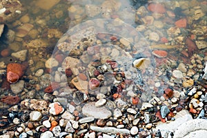 Beautiful pattern of rocks, stones in the water