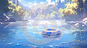 a beautiful peaceful beach inspired waterplace on earth, anime manga artwork photo