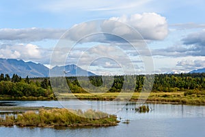Beautiful and peaceful day on the Brooks River, Katmai National Park, Alaska, USA
