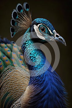 Beautiful Peacock Close Up. Colorful and Vibrant Animal.