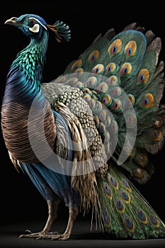 Beautiful Peacock Close Up. Colorful and Vibrant Animal.