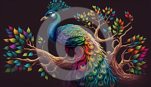 Beautiful Peacok on the tree