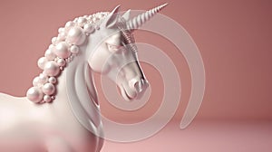 Beautiful pearl unicorn against pink background