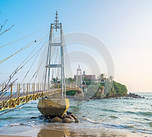 The beautiful pedestrian bridge to the temple in Matara