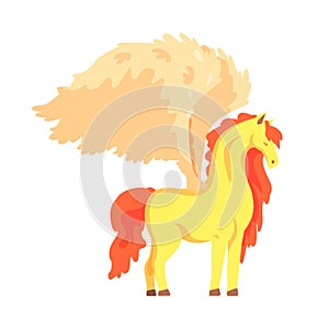 Beautiful pegasus winged horse, mythical and fantastic animal vector Illustration