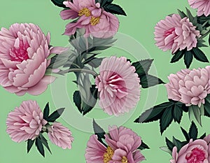 Beautiful Peony Pattern Background Illustration Ai generated
