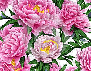 Beautiful Peony Pattern Background Illustration Ai generated