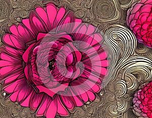 Beautiful Peony Pattern Background Illustration Ai generated