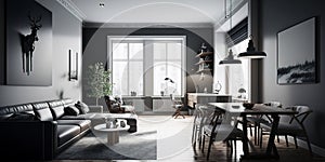 Beautiful Perfectionist apartment interior design. Generative AI