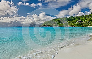 Beautiful Petite Anse beach at Seychelles