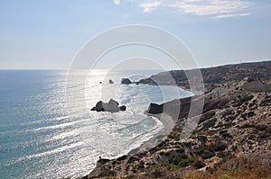 The beautiful Petra tou Romiou Beach Pafos in Cyprus