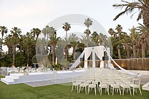 Beautiful photo of the Jewish Hupa , wedding putdoor .