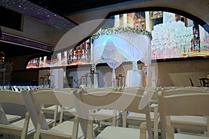 Beautiful photo of the Jewish Hupa , wedding putdoor .