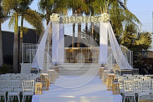 Beautiful photo of the Jewish Hupa , wedding putdoor .