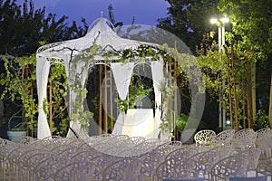 Beautiful photo of the Jewish Hupa , wedding putdoor .