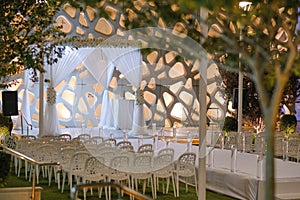 Beautiful photo of the Jewish Hupa , wedding putdoor .