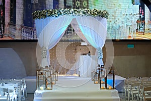 Beautiful photo of the Jewish Hupa , wedding putdoor .