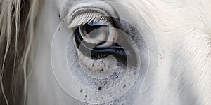 Beautiful photo of a majestic horse eyes, AI generative