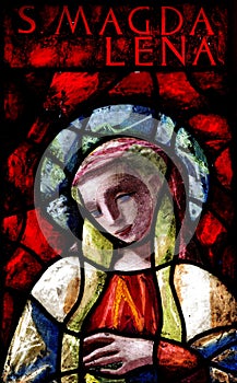 Mary Magdalene in stained glass photo