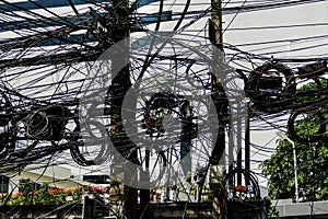Asian electrical cables caos, Beautiful photo picture taken in thailand photo