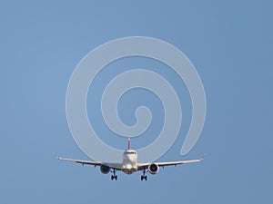 Beautiful photo of a plane landing at the airport taking land photo