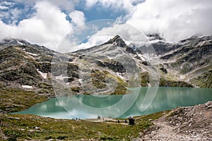 Beautiful photography of lake Weisssee in the High Tauern