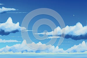 Beautiful pictorial sky of azure blue for background of illustrations