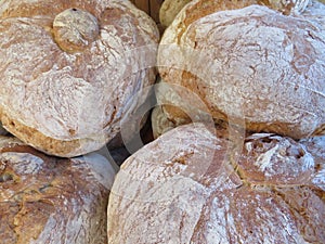 Beautiful picture of artisan bread prepared by hand photo