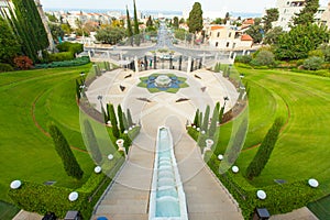 Beautiful picture of the Bahai Gardens in Haifa Israel.