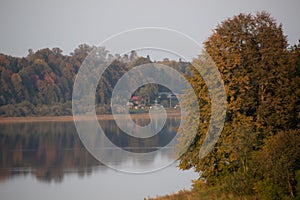 A beautiful picture of the river on the autumn evening. Sunset, landscape photography