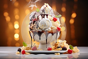 Beautiful pictures, ice cream cups, many flavors, delicious flavors.