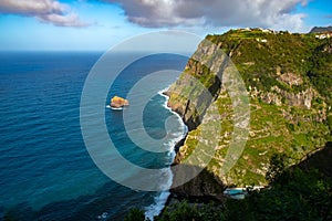 Beautiful picturesque atlantic ocean viewpoint in Santana near Sao Jorge, Madeira island