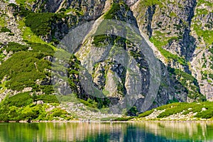 Beautiful picturesque mountains of the Tatra and a lake Czarny