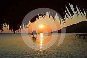 Sunset on Peten Itza Lake El Remate Guatemala photo