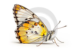 Beautiful Pieridae butterfly isolated on a white background. Side view photo