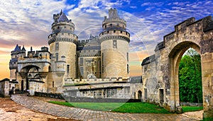 Famous french castles - Impressive medieval Pierrefonds chateau.