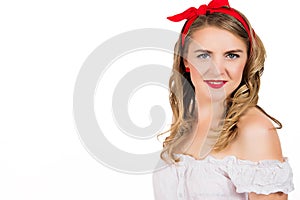 Beautiful pin-up girl over a white background