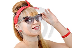 Beautiful pin up girl with sunglasses