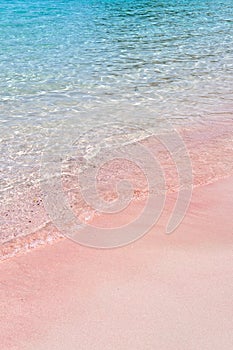 A beautiful Pink Beach and blue clear water from Komodo Island Komodo National Park, Labuan Bajo, Flores, Indonesia