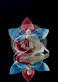 Beautiful pink and blue origami flower