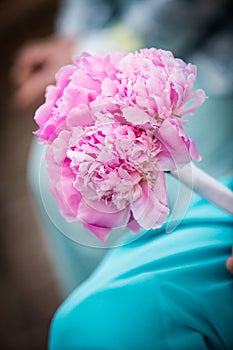 Beautiful Pink Bouquet Held by Bridesmaid