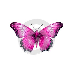 Beautiful pink butterfly isolated on white background.