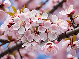 beautiful pink cherry blossom flowers in the garden