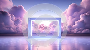 Beautiful pink clouds background for product display. Generative ai