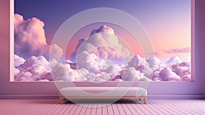 Beautiful pink clouds background for product display. Generative ai