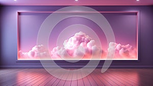 Beautiful pink clouds background for product display. Generative ai